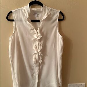 Bar III Ivory Ruffle Front Blouse